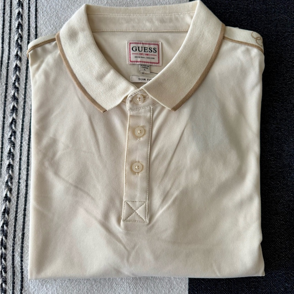 GUESS Men's Beige Polo Shirt size L